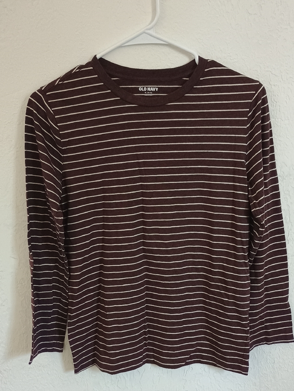 Old Navy Kids Maroon and White Striped Long Sleeve Tee